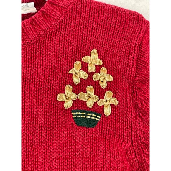 Little Goodies Girl's Size 7 Christmas Sweater Trees Classic Embroidered Red - Picture 5 of 9